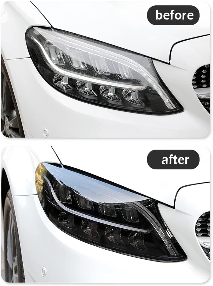 wedfish 12 X 48inch Car Light Tint Film, Cuttable&Stretchability Car Headlight Taillight Fog Light Vivid Vinyl Wrap Protector,Non-Marking Self-Adhesive Decals Car Decor (Matte Black) - Image 5
